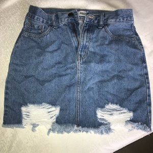 Denim Mini Skirt with Rips